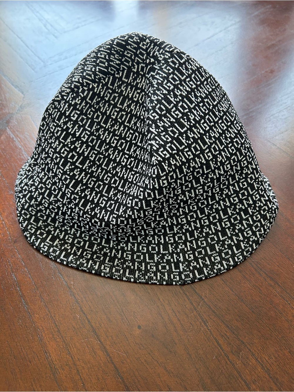 Kangol Black & White Text Knit Bucket Hat size L